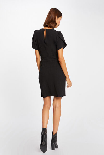 Wrap dress with chain detail black ladies'