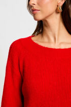 Jumper with round neck red women