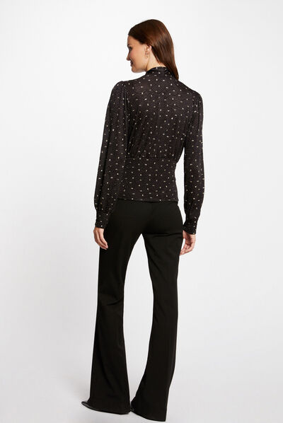 Long-sleeved t-shirt with tie neck multico ladies'