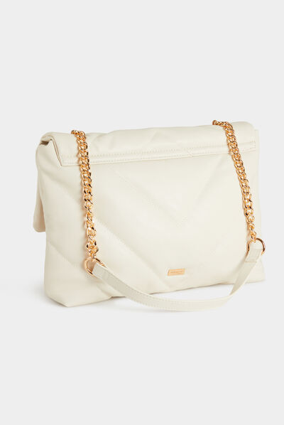 Quilted rectangular bag ivory ladies'