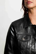 Padded faux leather jacket black women