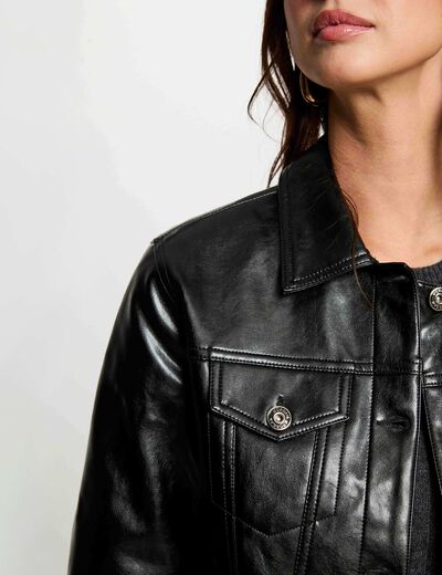 Padded faux leather jacket black women