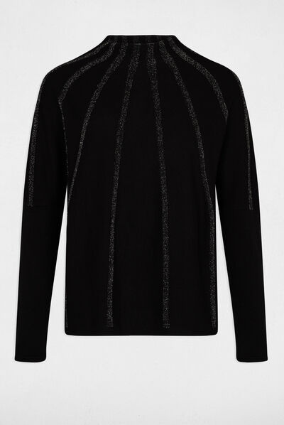 Long-sleeved jumper with high collar black ladies'