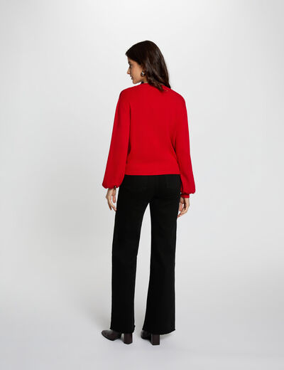 Fitted V-neck cardigan red women