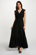 Long dress with V-neck black women