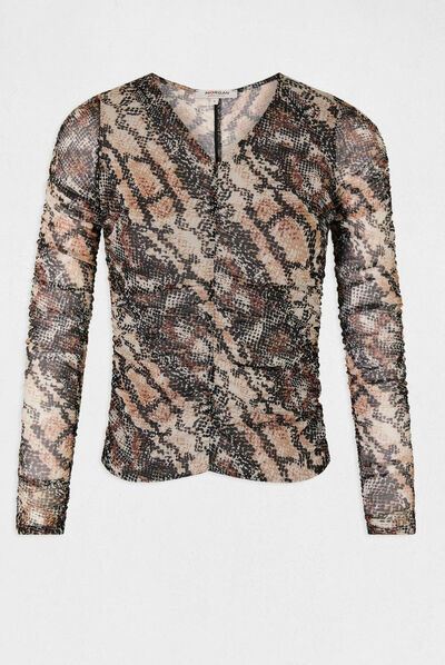 Long-sleeved t-shirt snake print multico ladies'