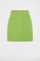 Jupe courte poches plaquées vert anis femme