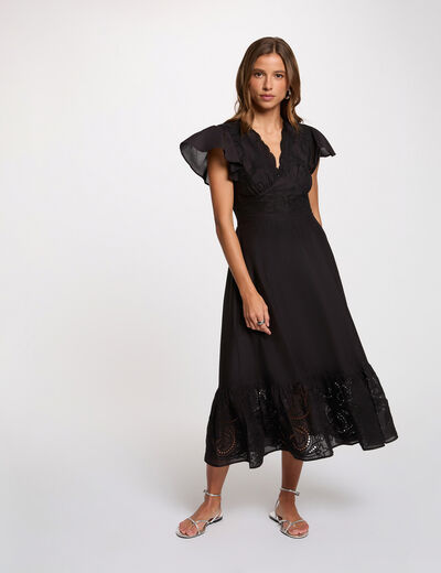 Long dress with embroidery black women