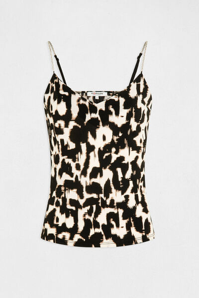 Printed vest top with chain details multico ladies'