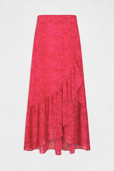Maxi wrap skirt with leopard print pink ladies'
