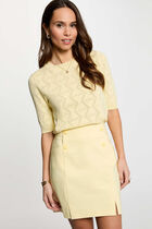 Mini skirt with buttons light yellow women