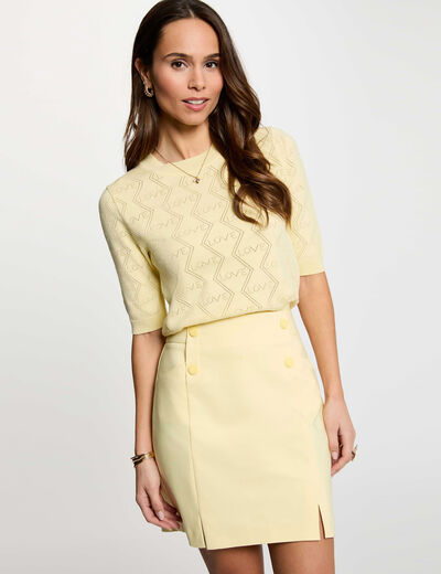 Mini skirt with buttons light yellow women