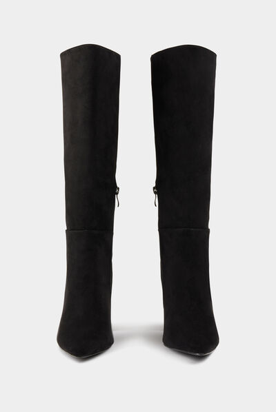 Boots with heels and pointed toe black ladies'