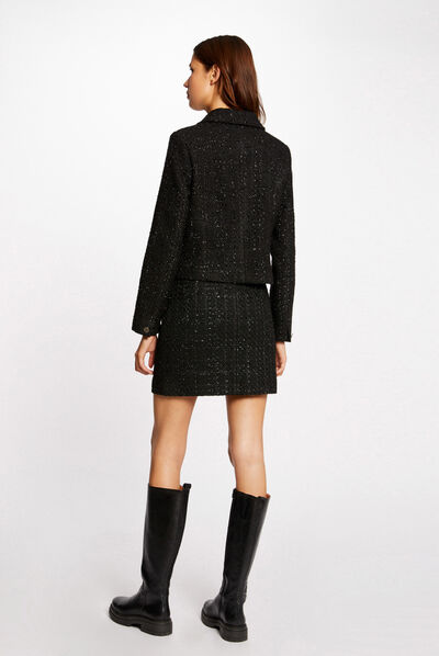 High-waisted straight skirt black ladies'
