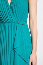 Pleated loose maxi dress turquoise blue women