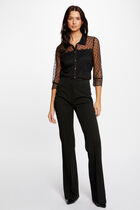 T-shirt manches 3/4 à plumetis noir femme
