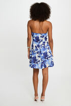 Robe courte évasée imprimée multicolore femme