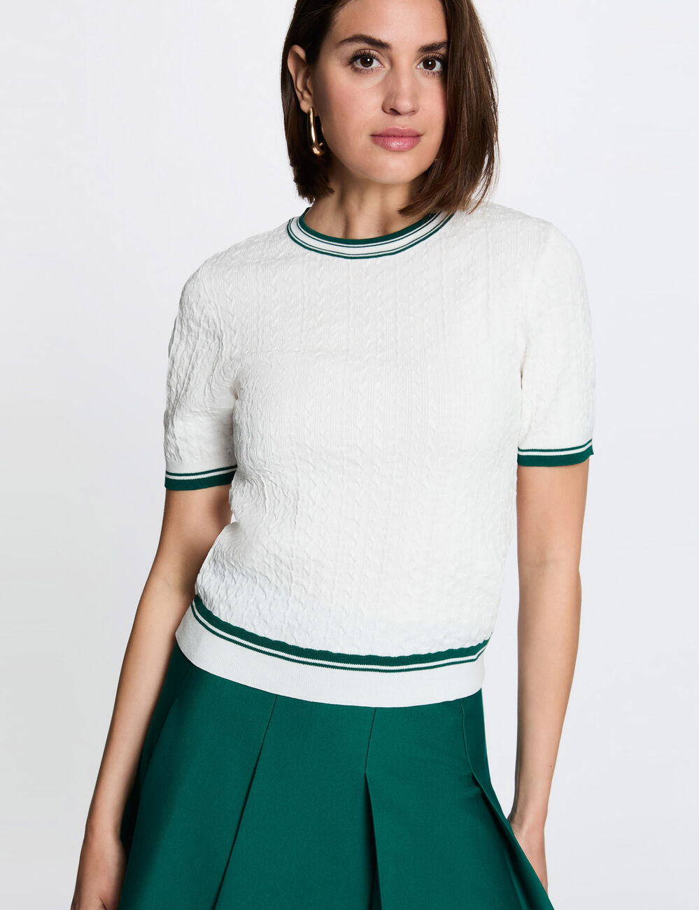 Lightweight short-sleeve sweater green women