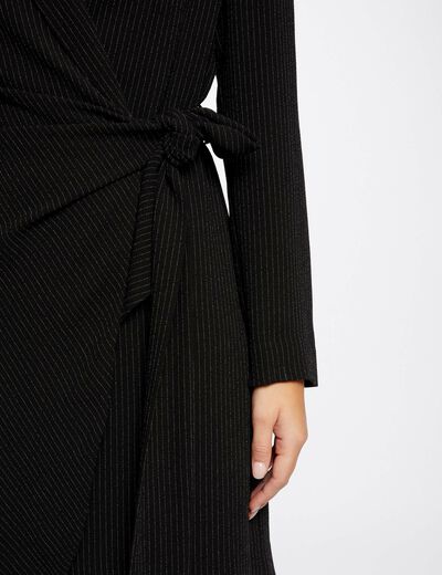 Stripped tied wrap dress black women