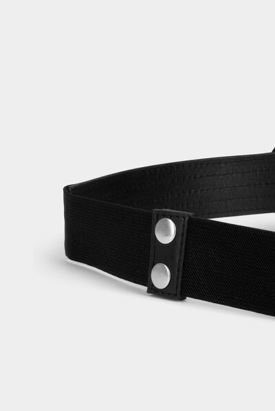 Elasticised belt with bows black ladies'