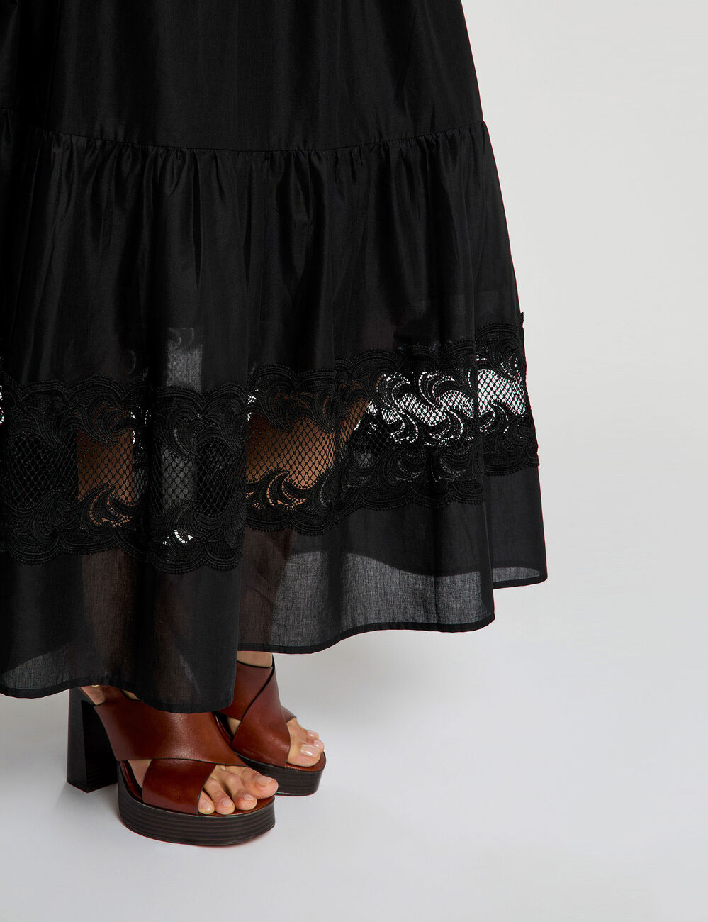 Long tiered skirt black women