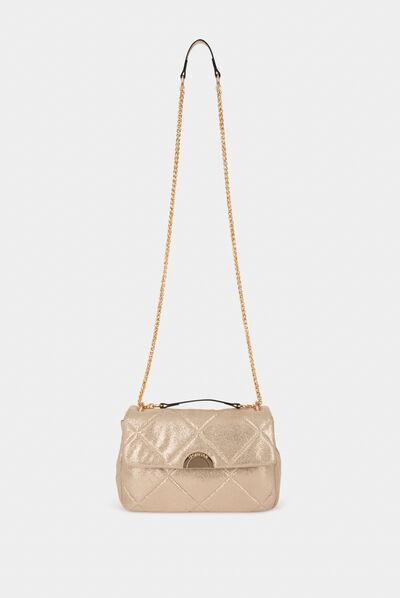 Metallised quilted clutch bag gold ladies'
