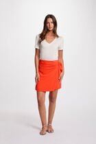 Jupe portefeuille drapée orange foncé femme