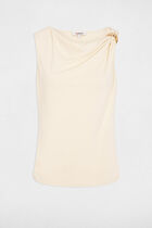 Cowl neck tank top light beige women