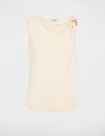 Cowl neck tank top light beige women
