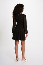 Short dress with sheer sleeves black women
