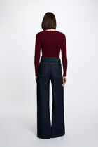 Fitted V-neck sweater bordeaux women