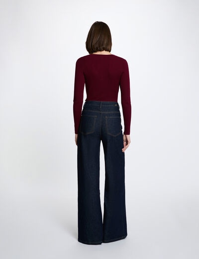 Fitted V-neck sweater bordeaux women
