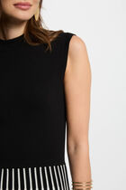 Robe tricot trapèze plissée noir femme