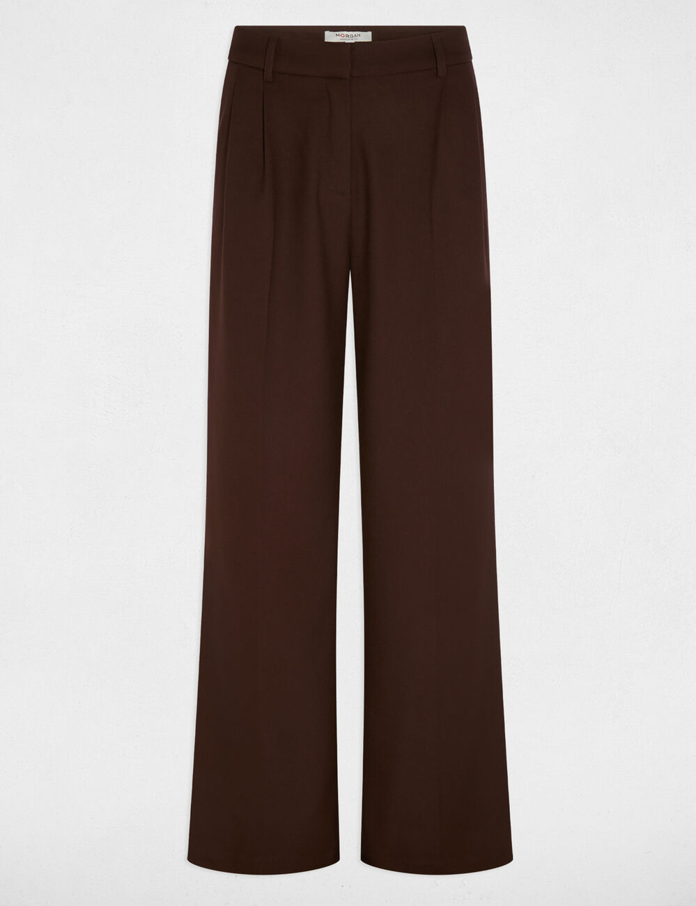 High-waisted wide-leg trousers dark brown women
