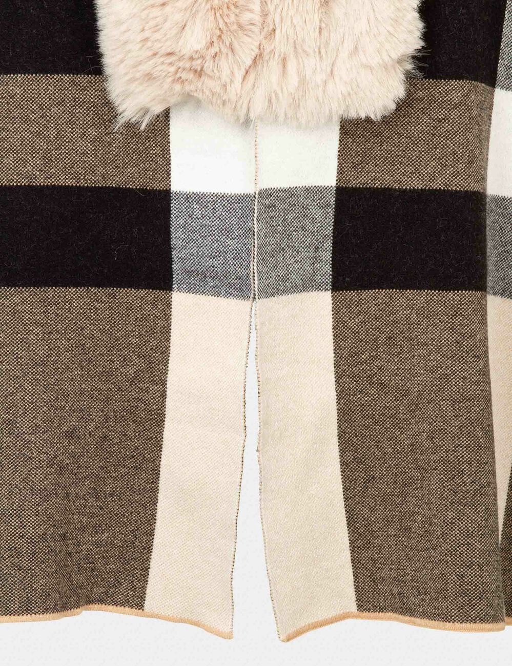Poncho with faux fur details sand women