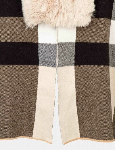 Poncho with faux fur details sand women