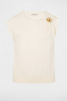 Sleeveless asymmetric top ivory women