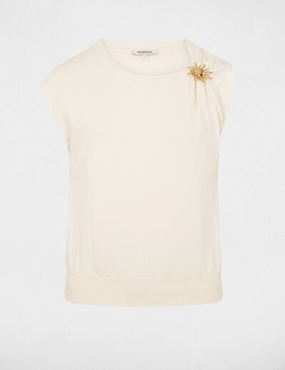 Sleeveless asymmetric top ivory women