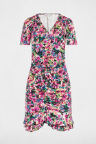 Robe courte ajustée imprimée multicolore femme