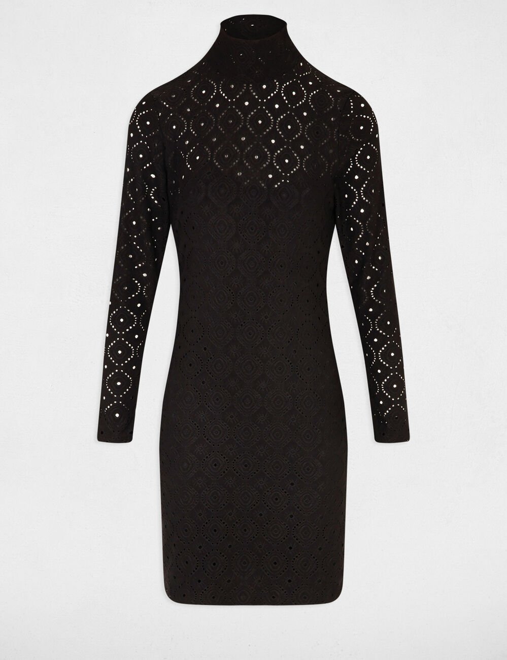 Fitted mini embroidered dress black women