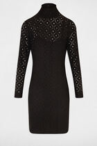 Fitted mini embroidered dress black women
