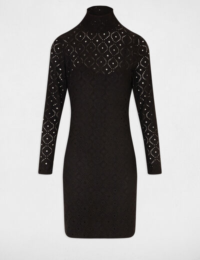 Fitted mini embroidered dress black women