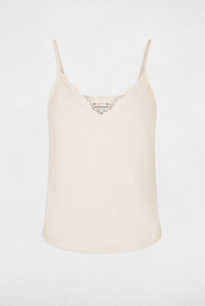 Blouse with thin straps and lace ivory ladies'