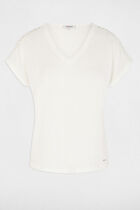 V-neck short-sleeve t-shirt white women