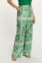 Pantalon large taille haute multicolore femme