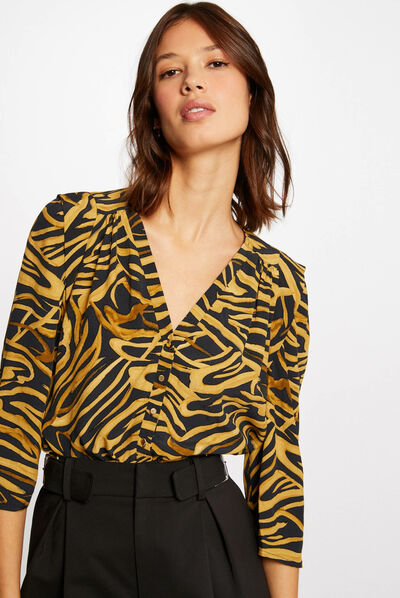 3/4-length sleeved shirt abstract print multico ladies'