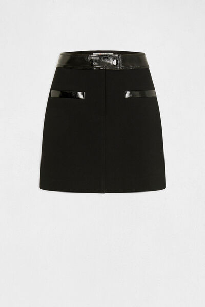 Straight skirt with vinyl details black ladies'