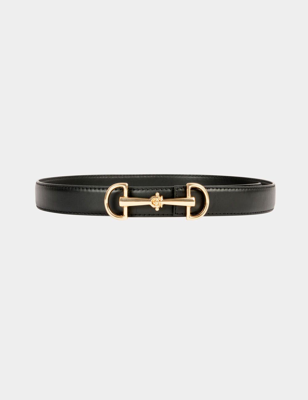 Slim faux leather belt black women