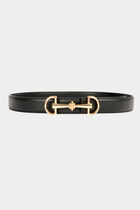 Slim faux leather belt black women