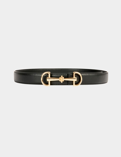 Slim faux leather belt black women